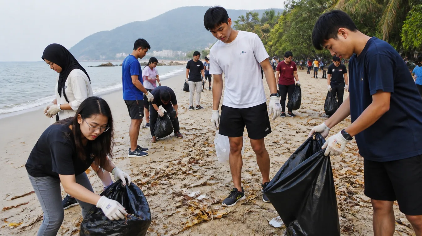 Beach clean-up volunteers