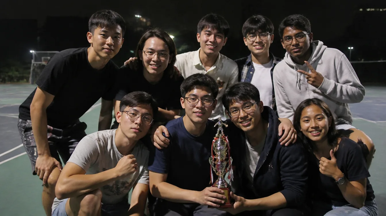 3x3 basketball team with a trophy