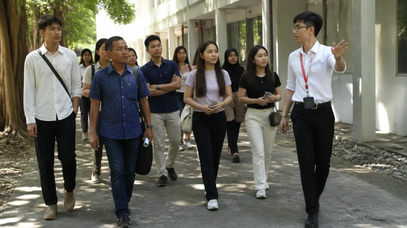 A student-led campus tour at Open Day