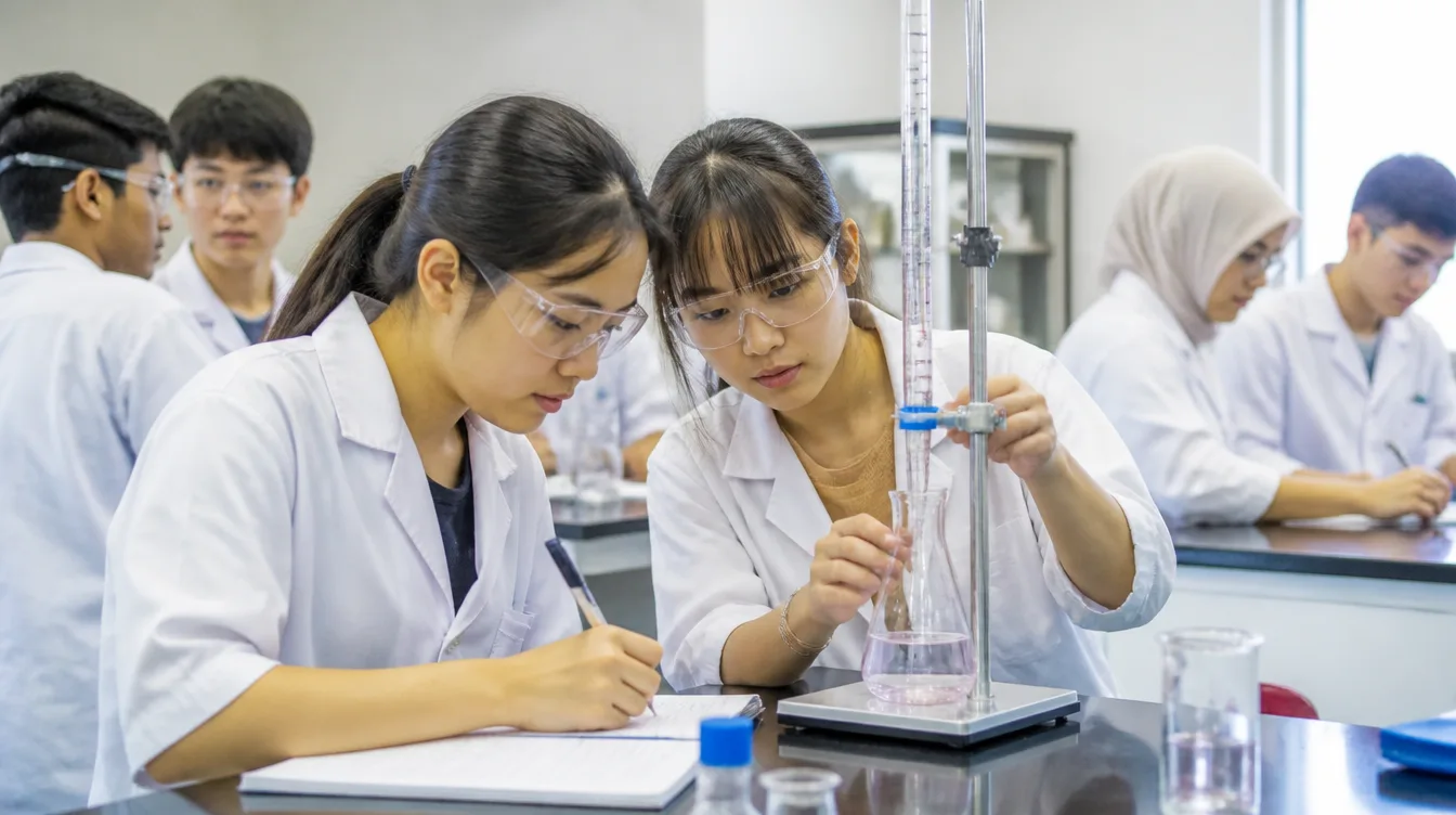 Foundation in Science students in the chemistry lab