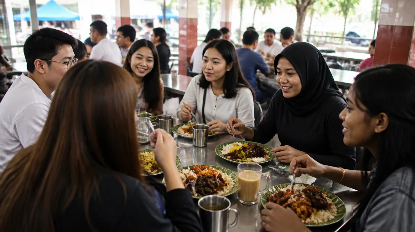 Sharing a meal at a hawker centre