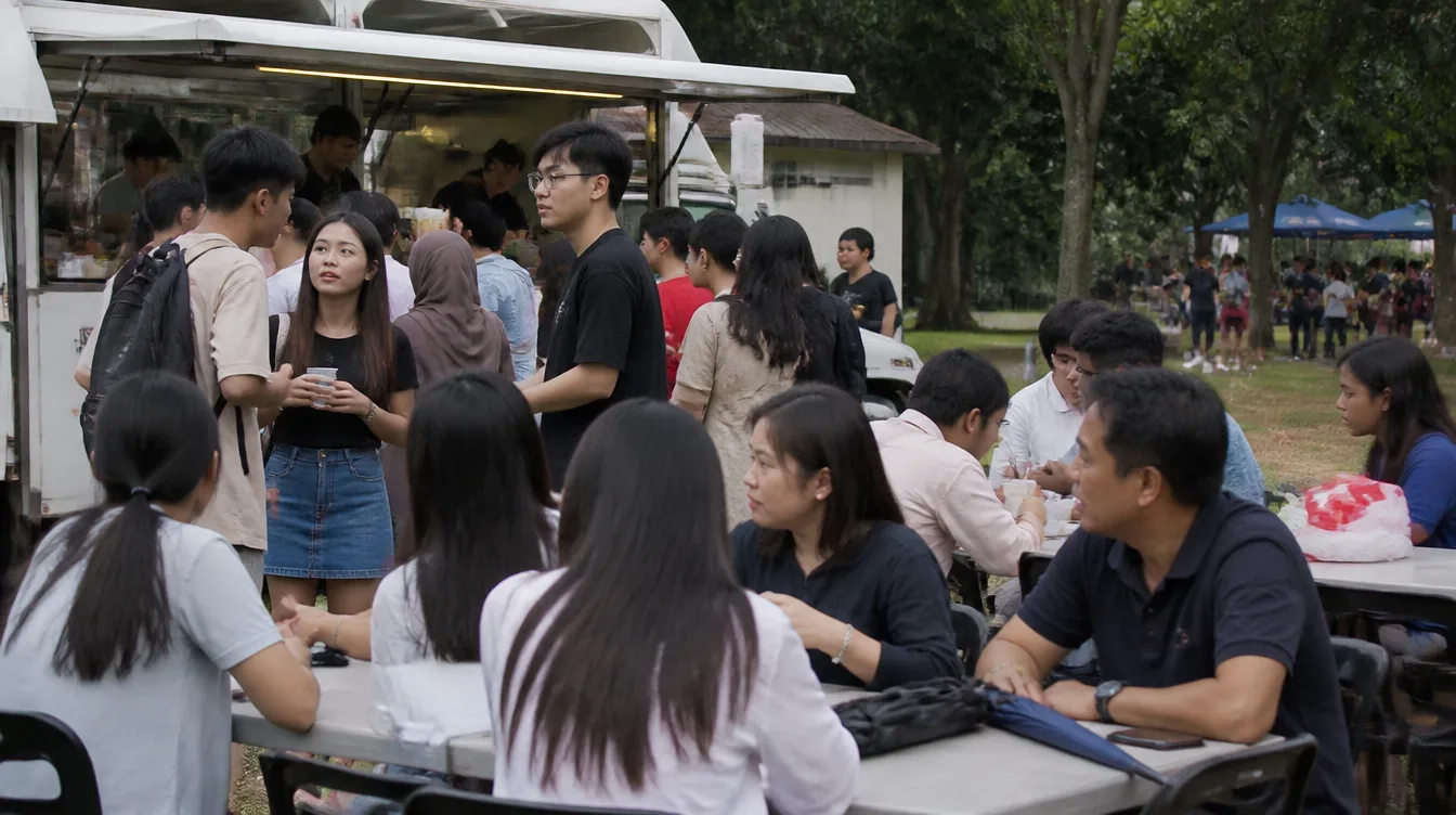 Food trucks on the lawn