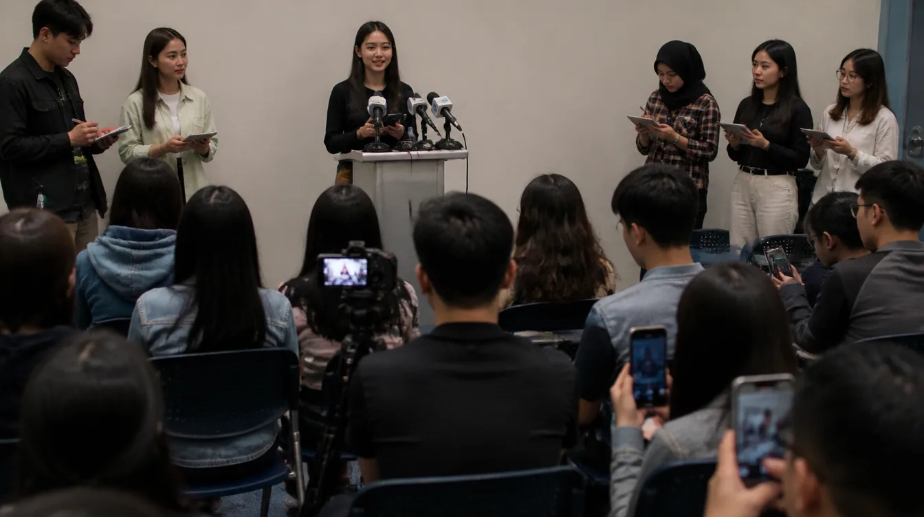 A mock press conference