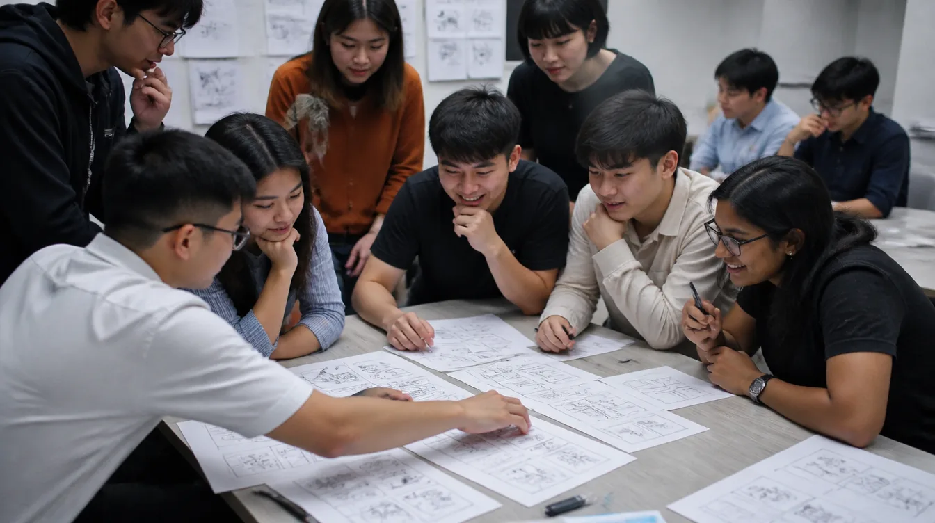 Digital Design students storyboard an animation