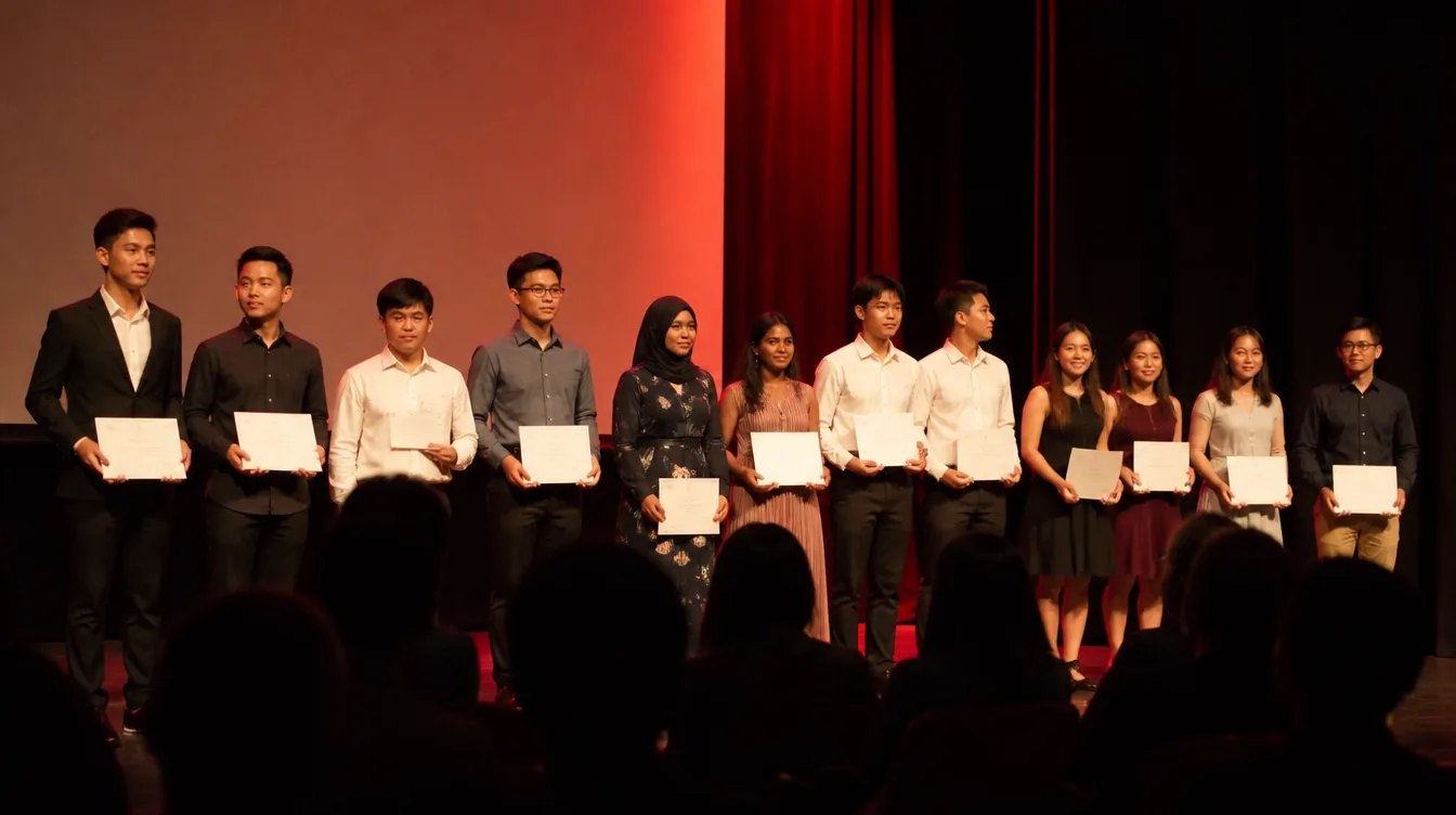 Students on stage at the awards evening