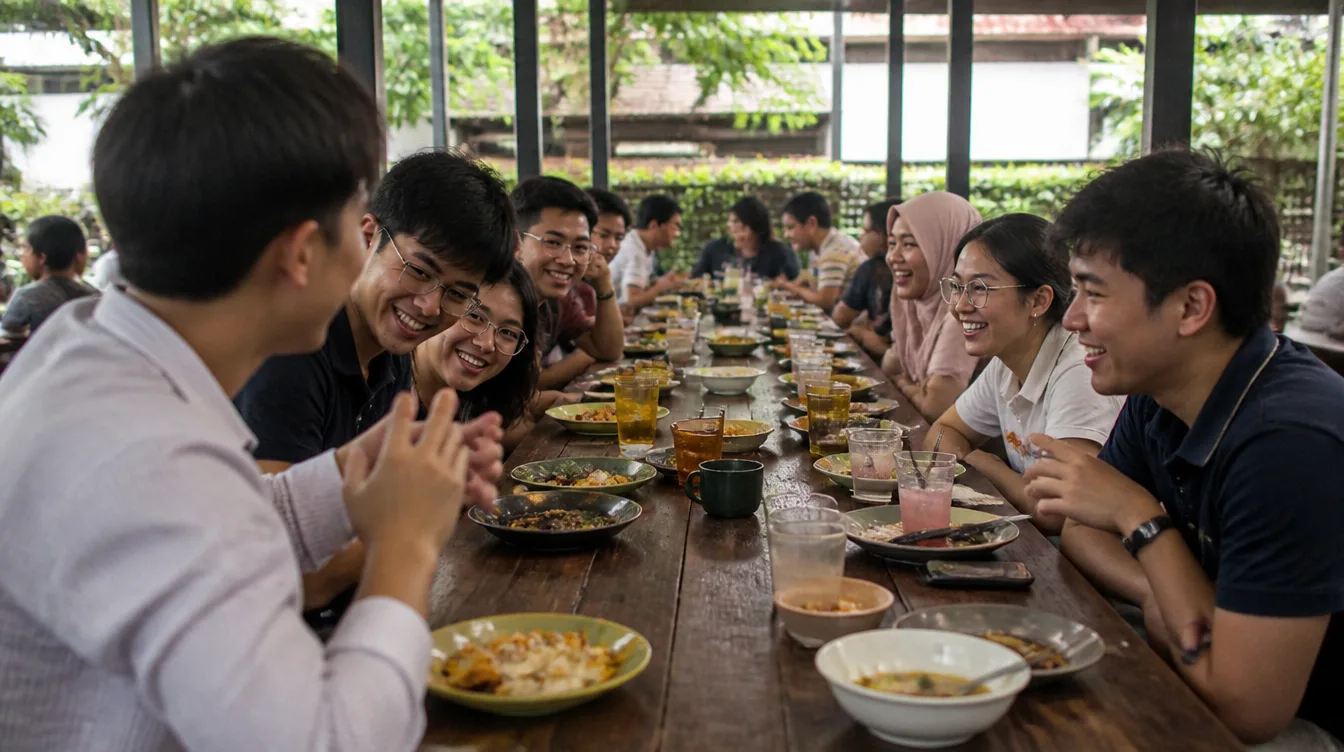Kenward's staff at a team lunch