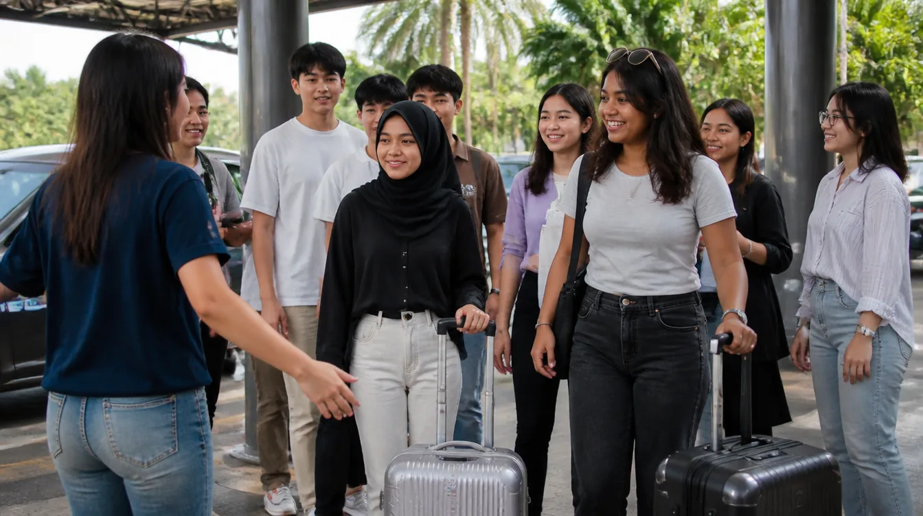 International students arriving on campus