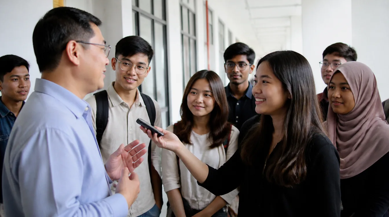 A student journalist at work