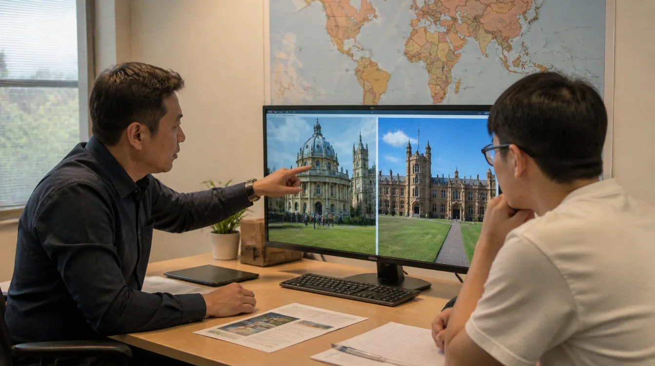 A placement counsellor compares university offers