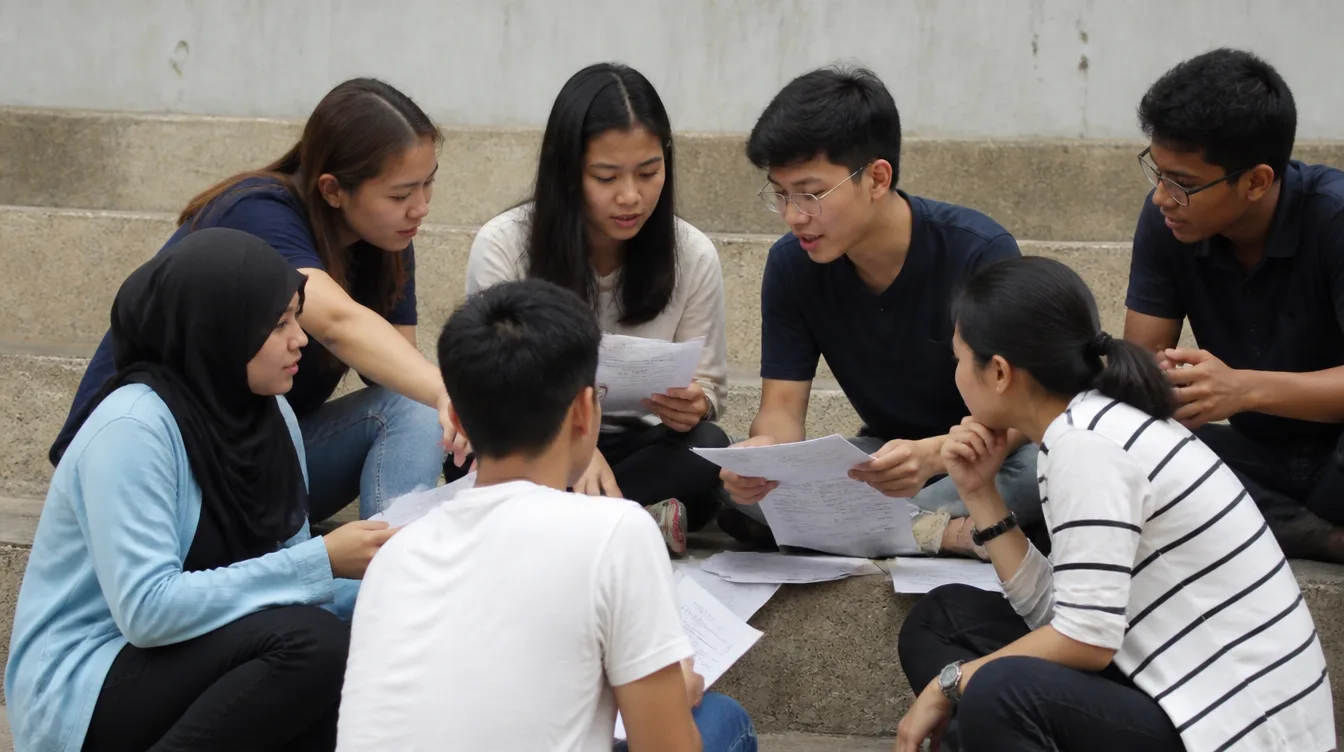 Pre-university students revising together