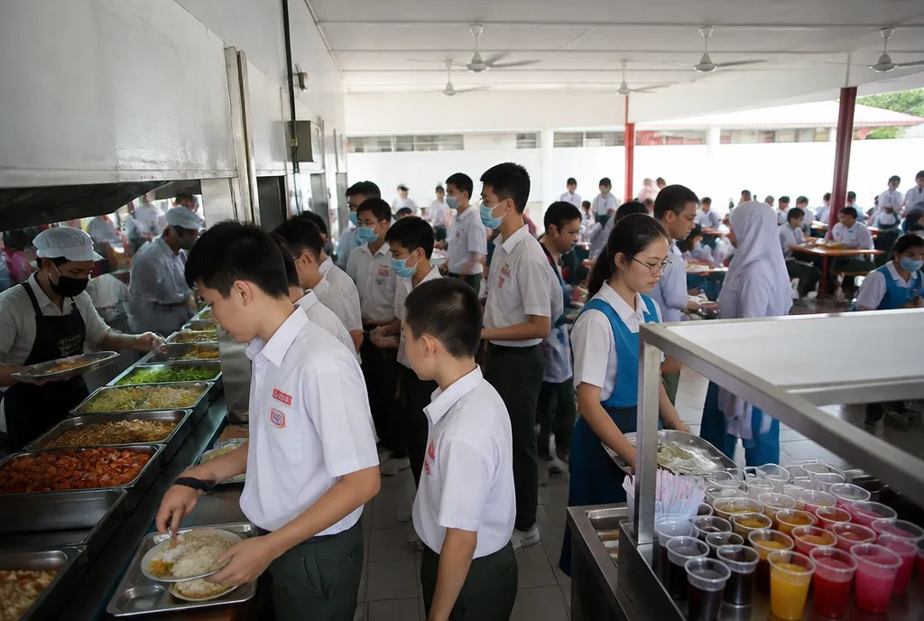 Recess in the school canteen.