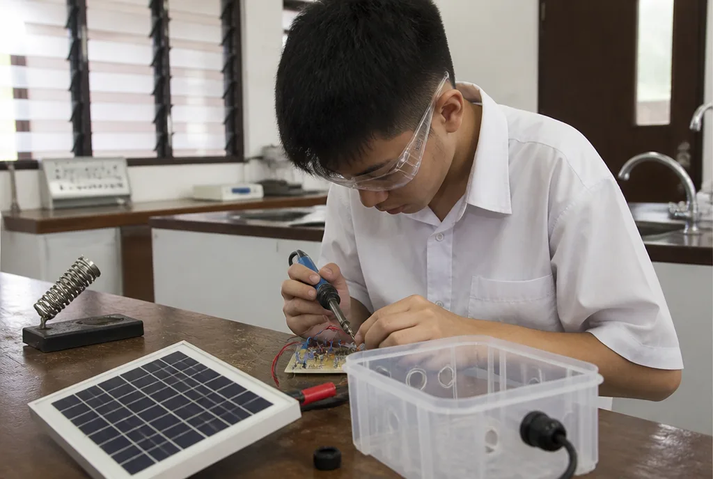Kelvin Ooi solders the second version of the sensor.