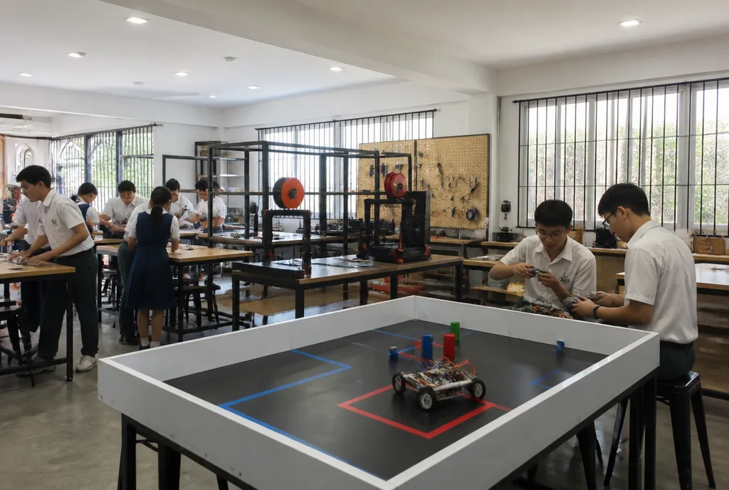 Junior 3 students in the new makerspace.