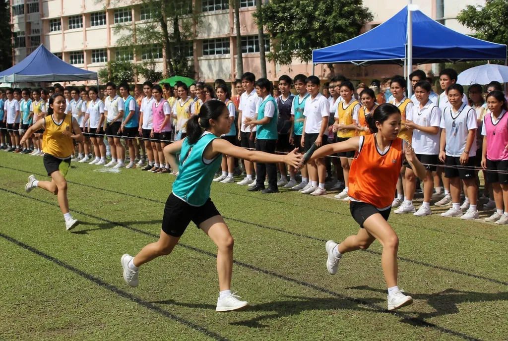 The Senior boys’ 4x100m relay, the closest race of the day.