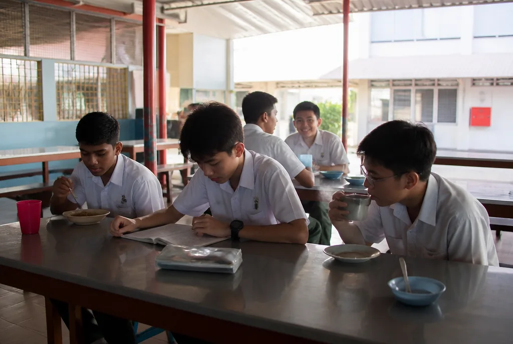 The canteen opens early on exam days.
