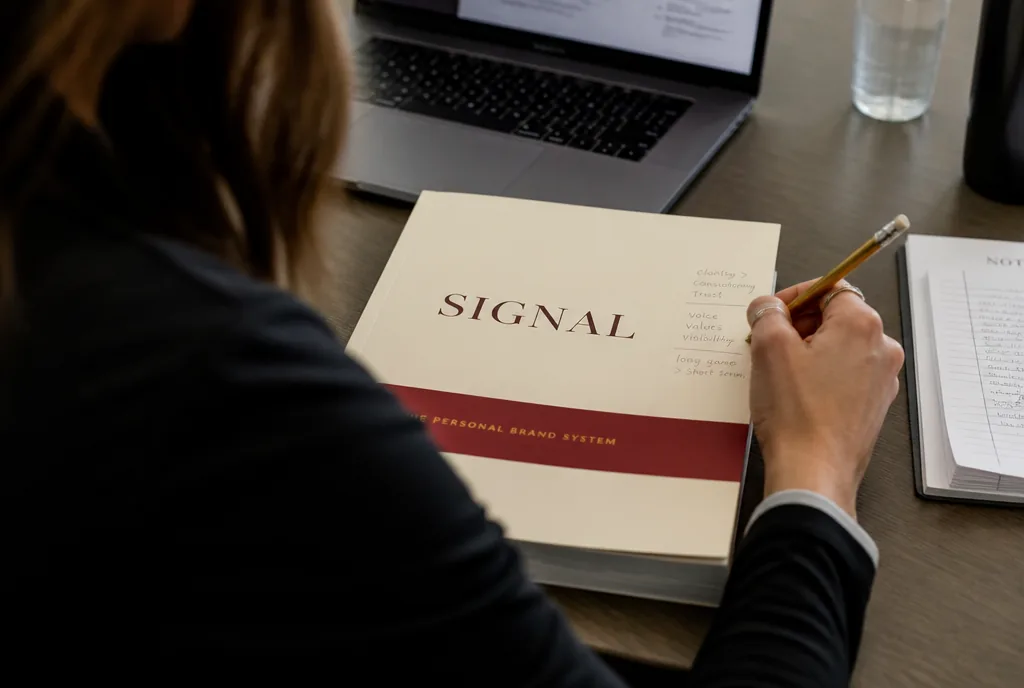 A participant annotating the SIGNAL workbook