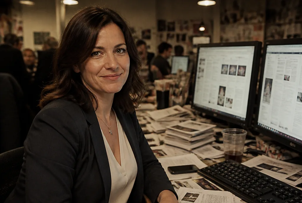 Maren Hale at an editorial newsroom desk, 2013