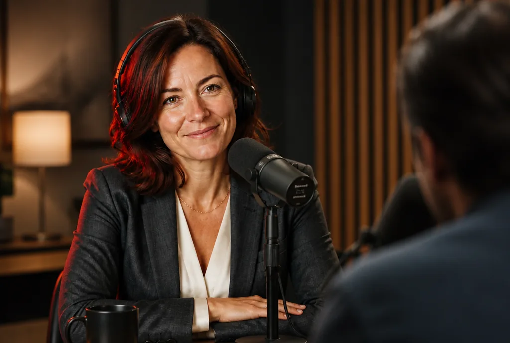 Maren recording a podcast interview