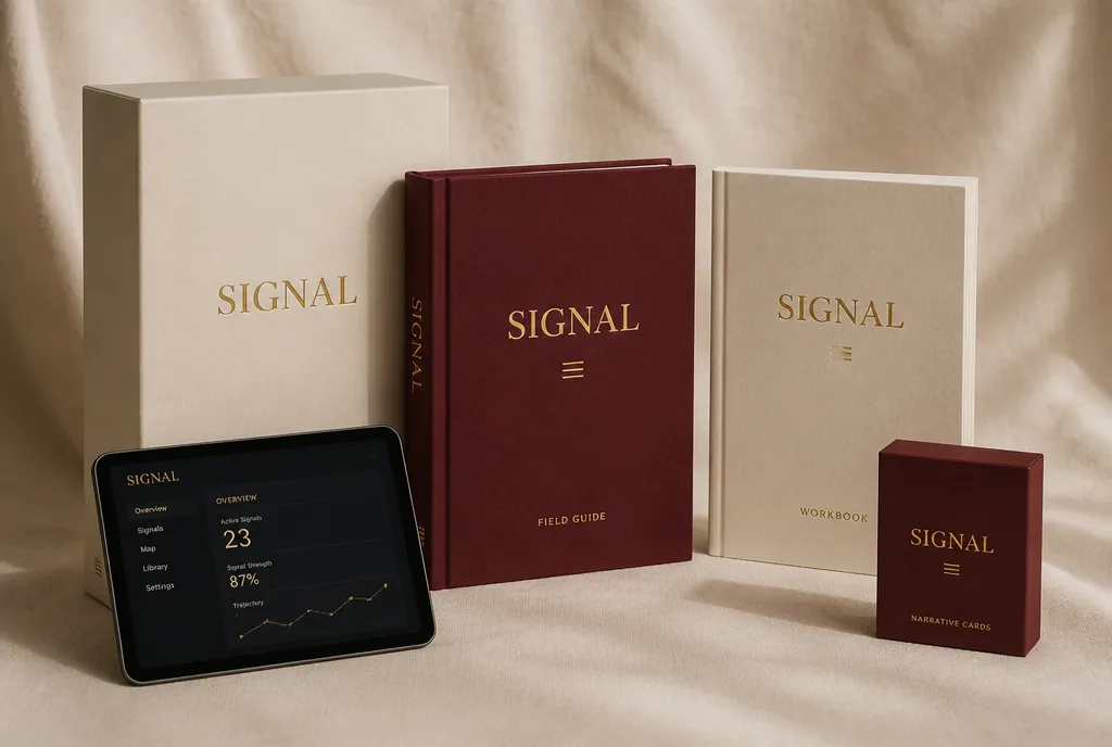 The SIGNAL box set: slipcase, field guide, workbook, narrative cards and program dashboard
