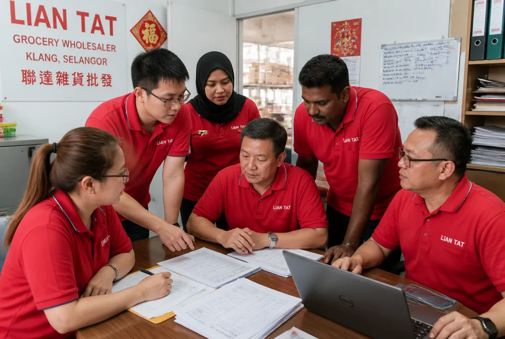 Lian Tat managers and supervisors in the store office