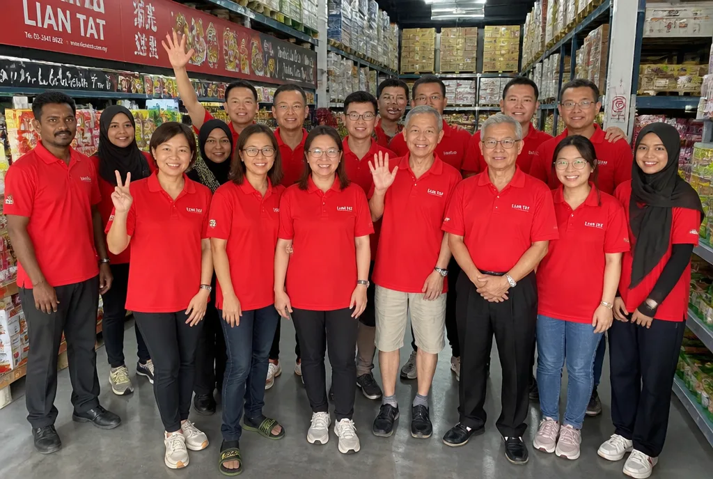 The Lian Tat team in the Jalan Kapar market hall