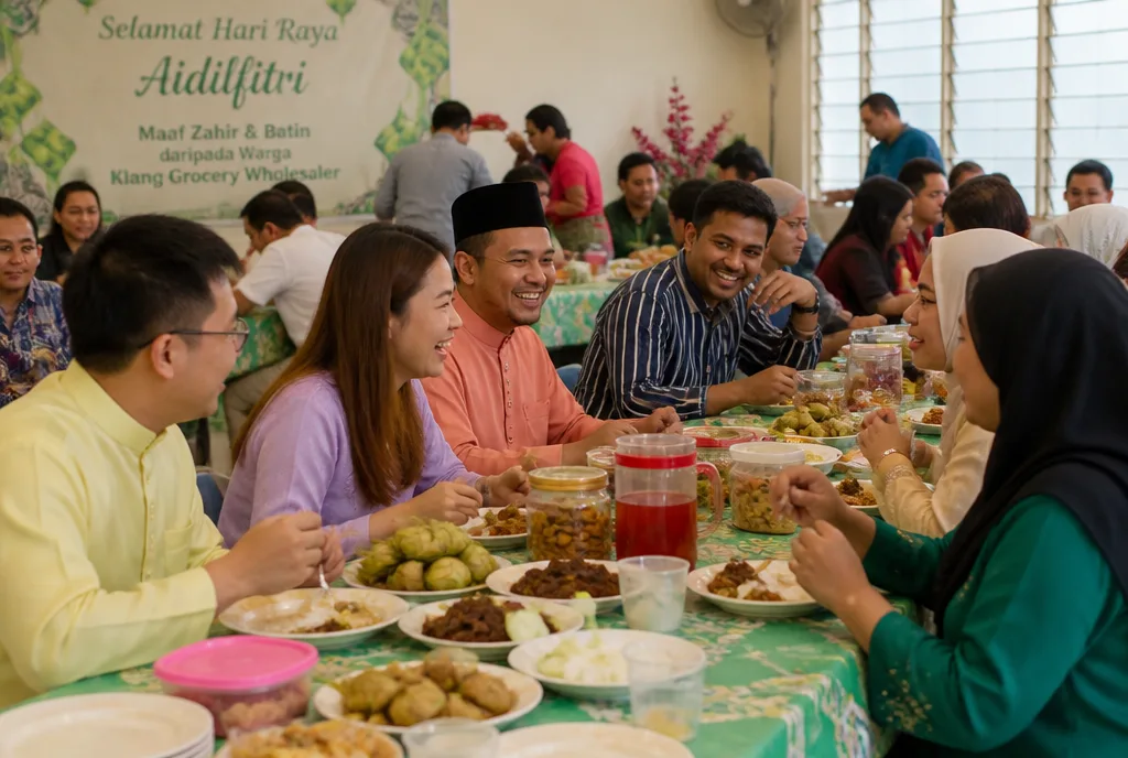 Hari Raya open house lunch in the staff canteen