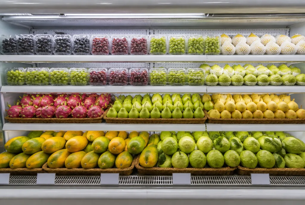 A fruit chiller of imported and local fruit