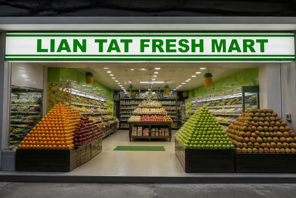Fruit displays at a Lian Tat Fresh Mart