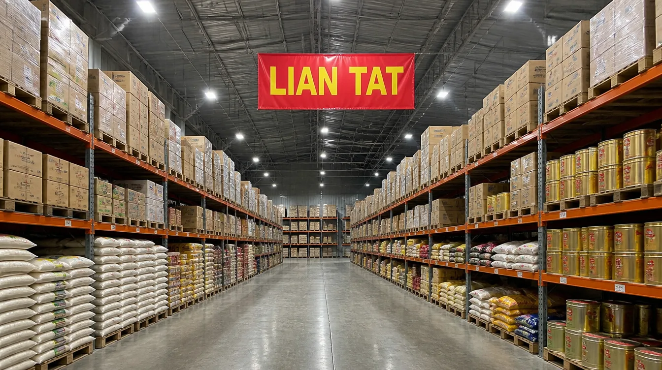Dry goods aisles racked with cartons