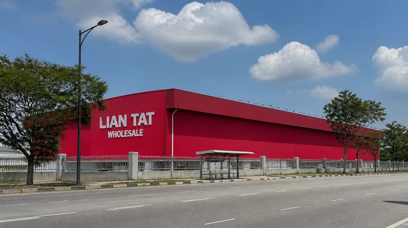 The Lian Tat Wholesale market hall seen from across Jalan Kapar