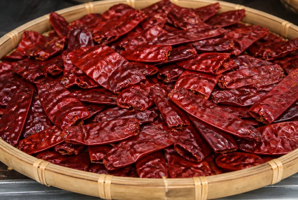 Flat leper dried chillies