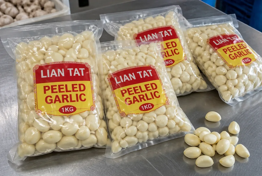 Lian Tat peeled garlic 1kg vacuum packs