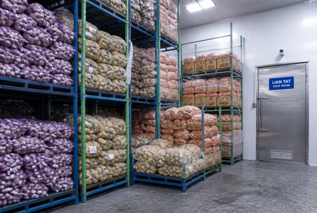 Stock staged for picking in the Lian Tat store