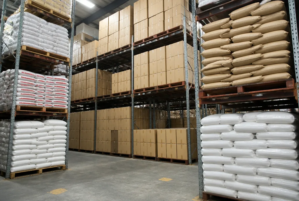 Racked cartons, rice and sugar