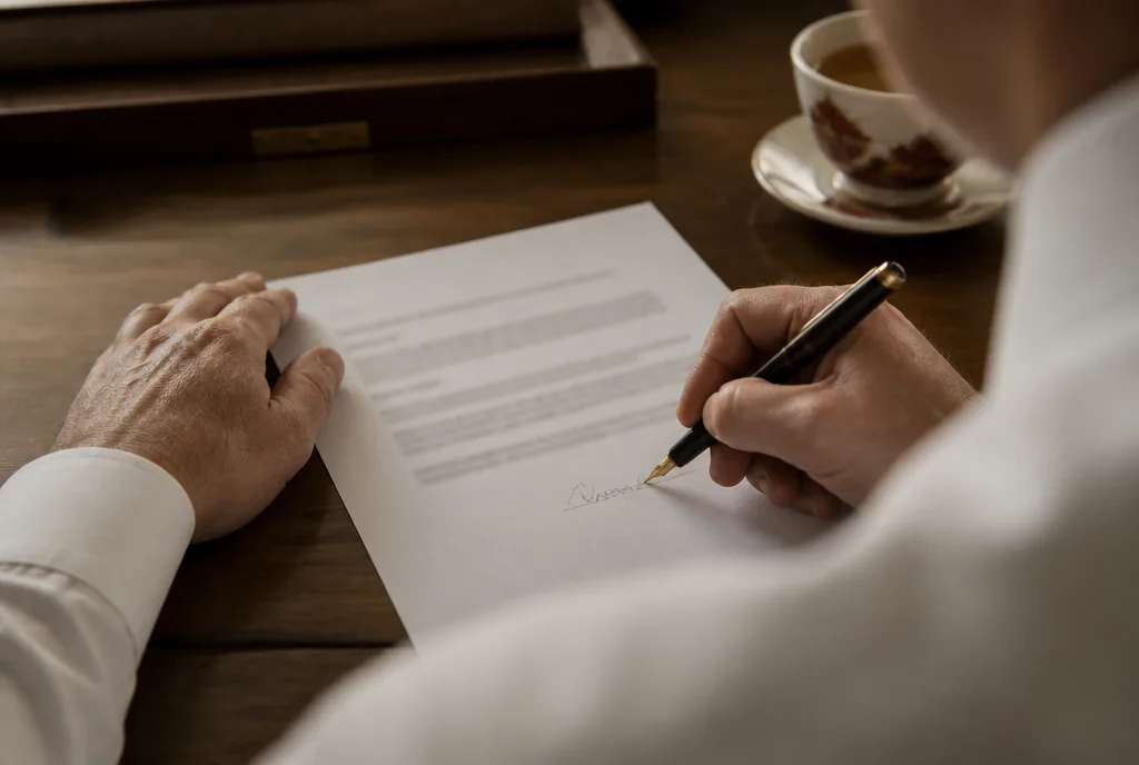 Signing the one-page membership agreement