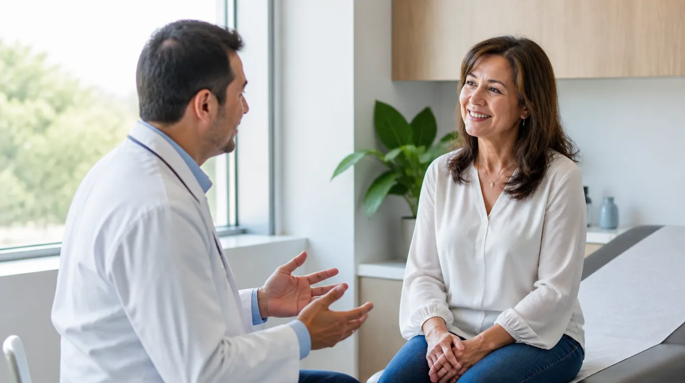 Doctor listening to a patient’s chest with a stethoscope during an unhurried annual physical