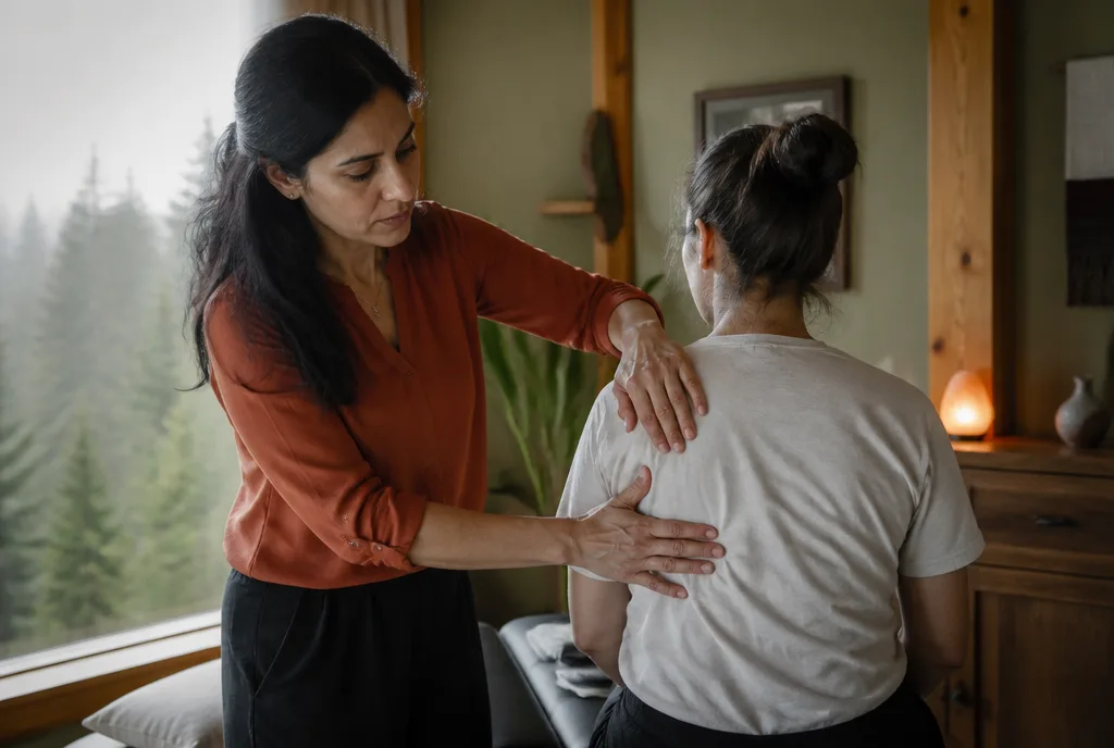 Dr. Raghavan performing osteopathic treatment