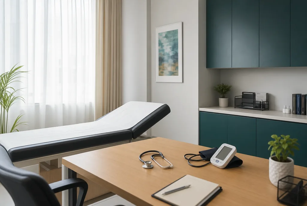 GP consultation room at Klinik Avelia