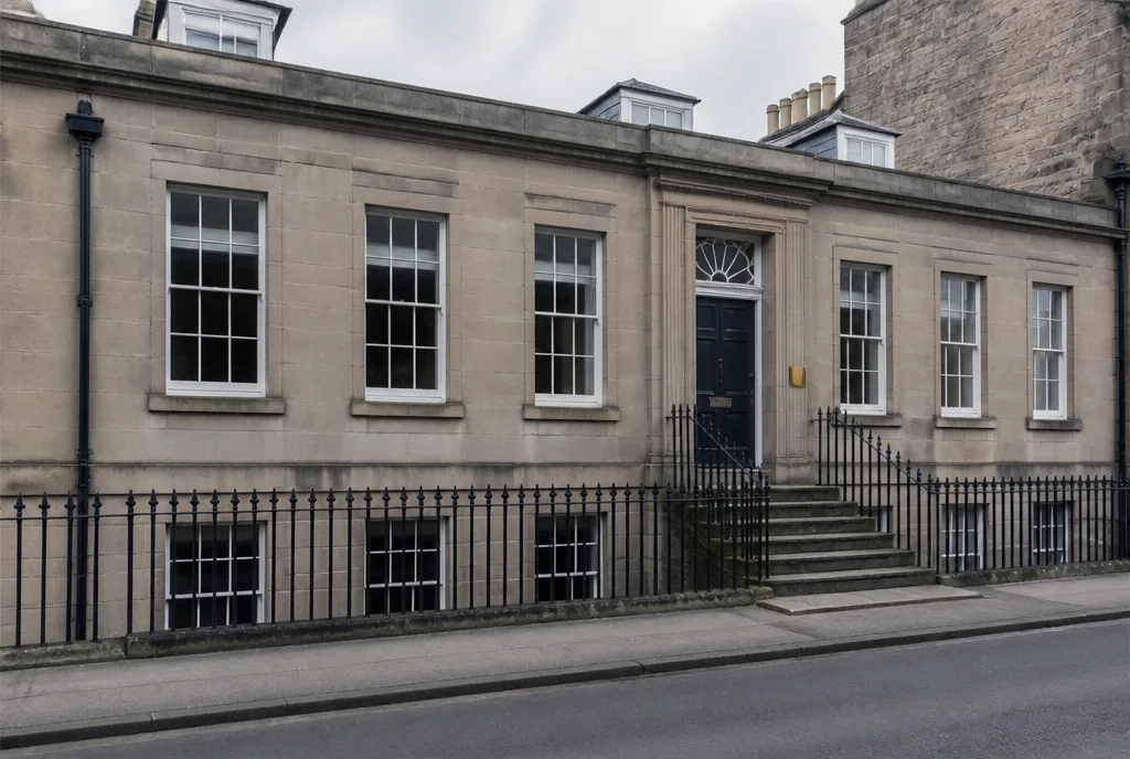 The stone frontage of the clinic on Ravelston Terrace