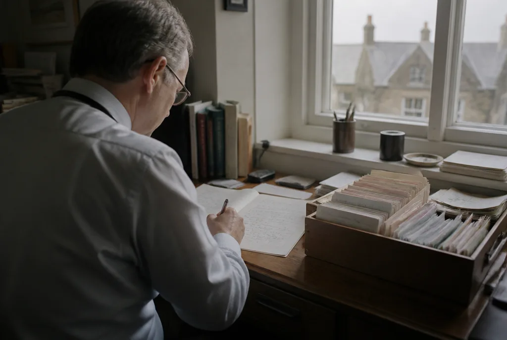 A doctor talking a patient through a printed set of results