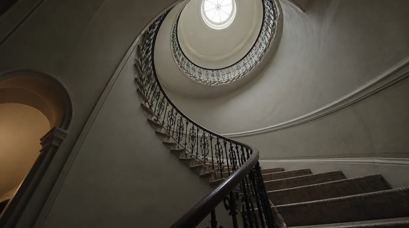 The stone staircase inside the clinic