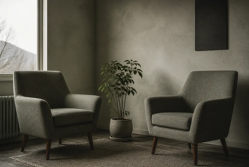Two chairs facing each other in a consulting room