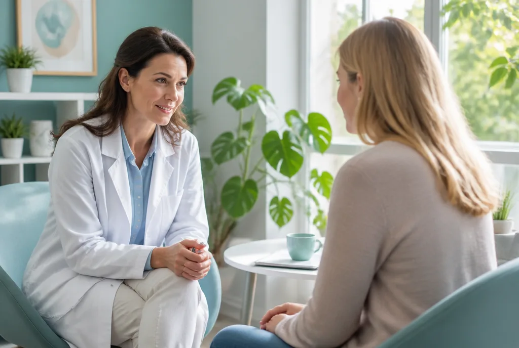 A woman doctor in conversation with a woman patient