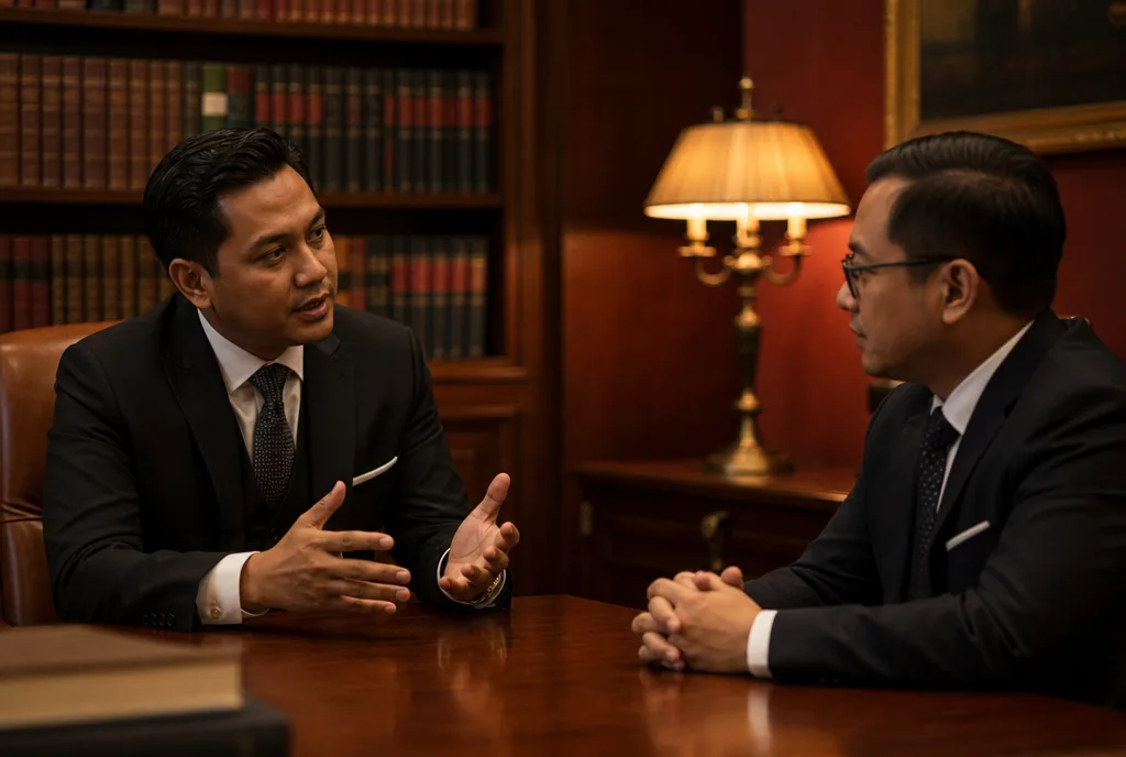 Lawyers working through a matter in the firm’s library