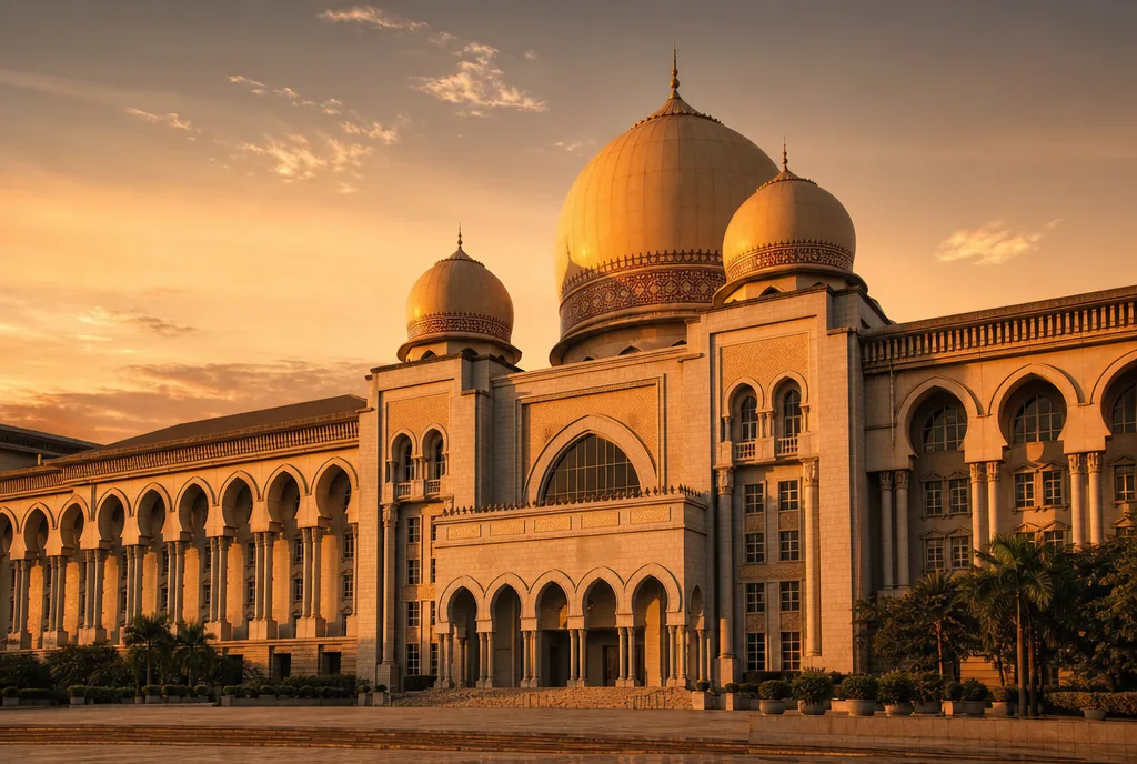A Malaysian courthouse at golden hour