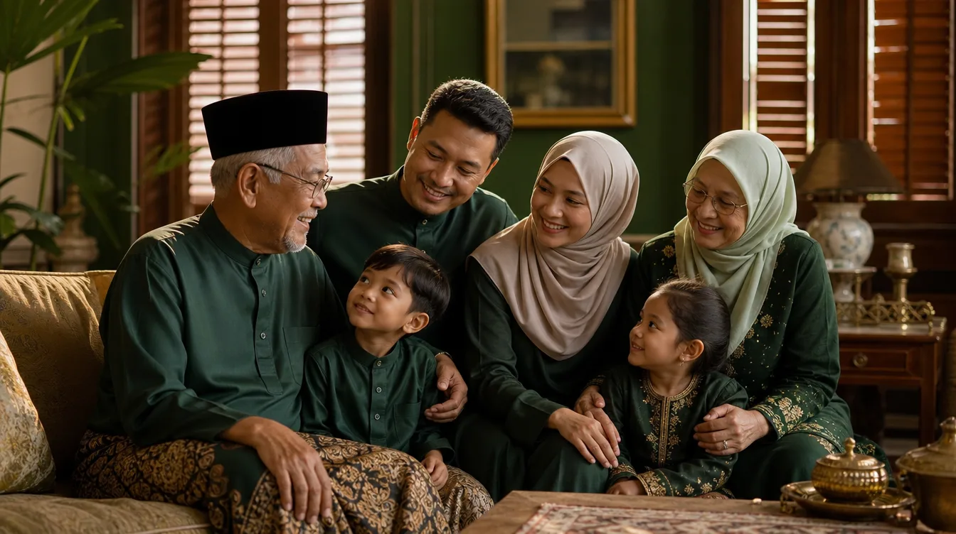 Three generations of a Malaysian family together at home