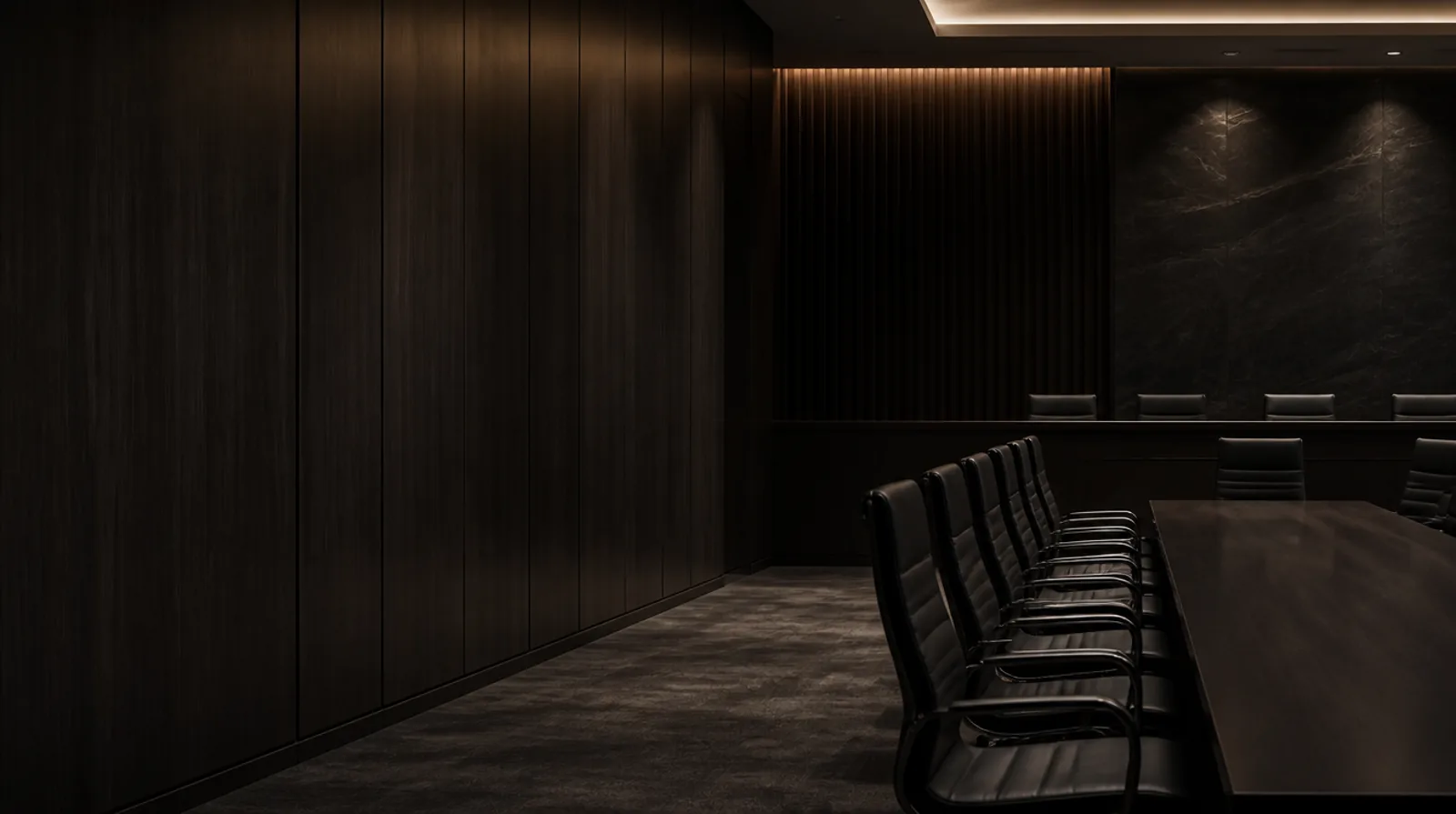 An empty arbitration hearing room