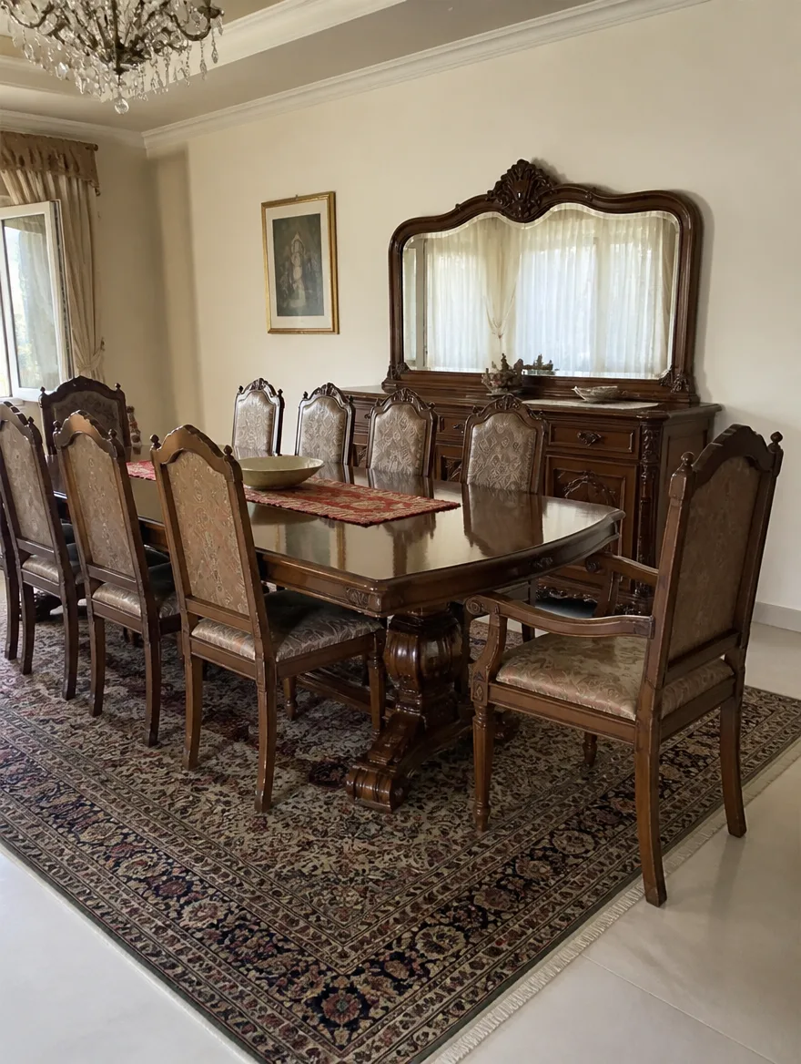 Solid wood dining set, 8 chairs + 2 armchairs