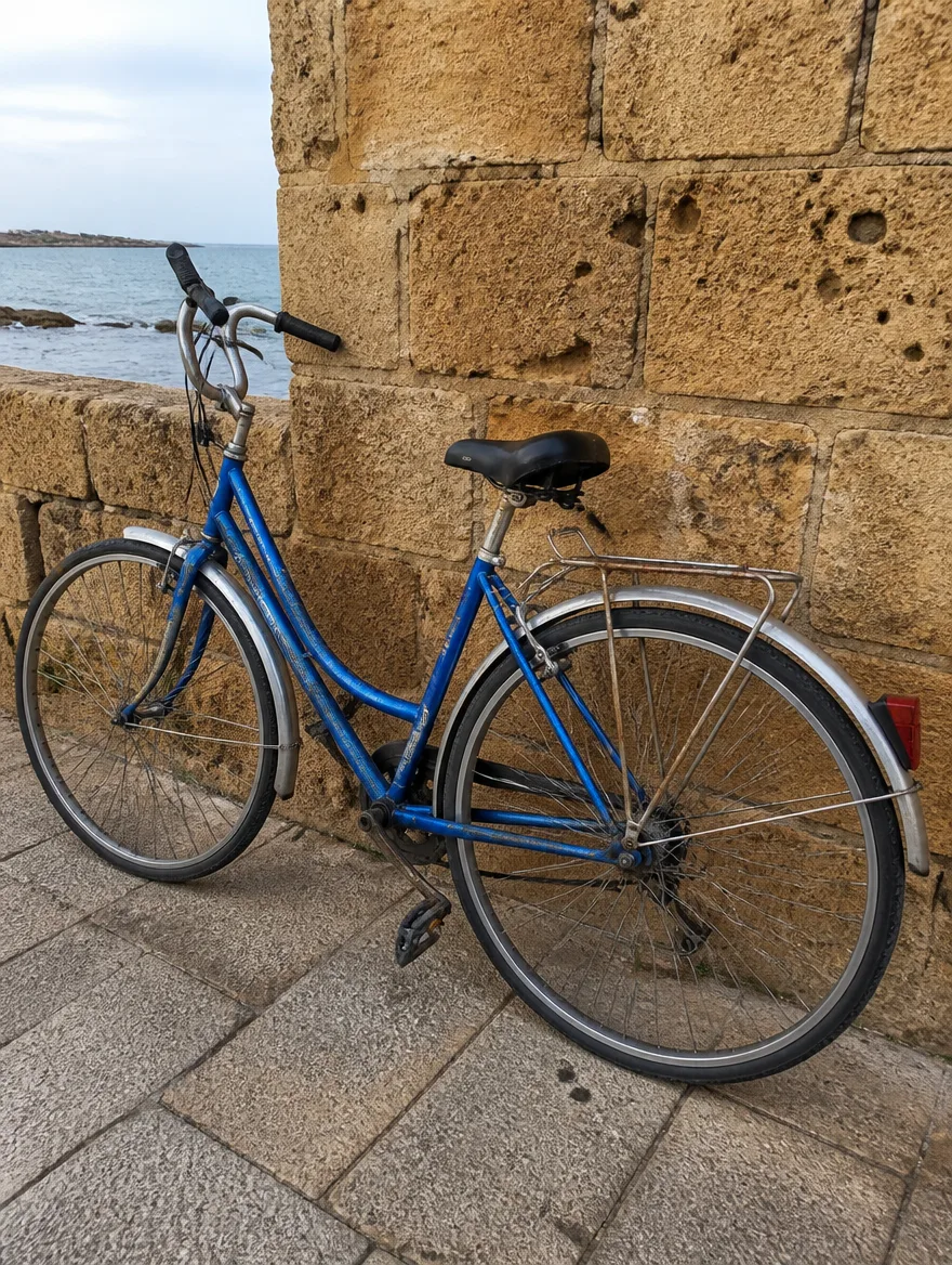 Blue city bicycle, ready to ride