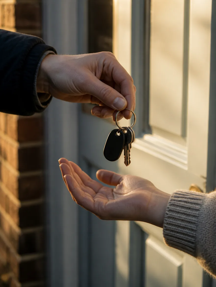 Keys being handed over at a tenancy start